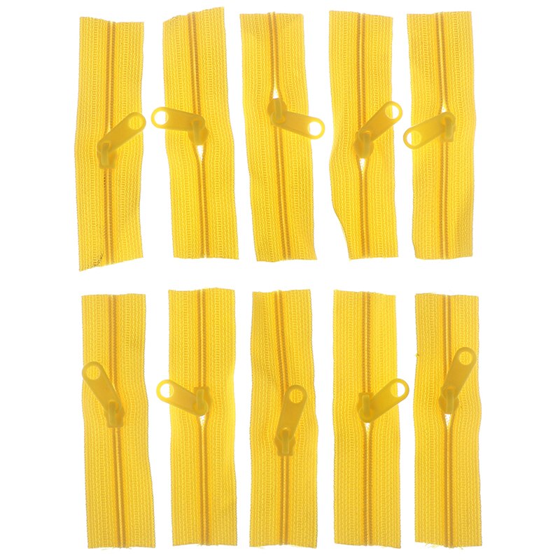 10Pcs/lot Mini Zipper Doll Dress Zipper 10cm Handmade Craft Sewing DIY Accessories Scrapbooking Garment Applique: Yellow