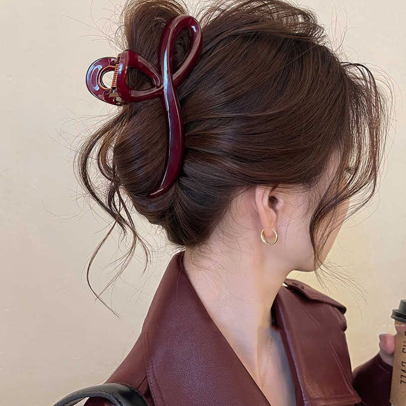 Pinzas para el cabello grandes de Color rojo oscuro para mujer, pasadores, horquillas, pinzas para el cabello de cola de caballo de plástico, accesorios para el cabello de tiburón para niñas mayores