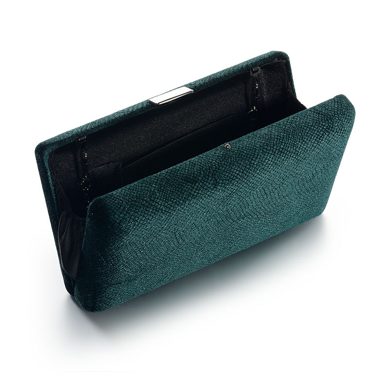 Dark Green Velvet Hard Case Box Clutch Evening Bags and Clutch Purses Handbags with Shoulder Chain for Ball Party Prom