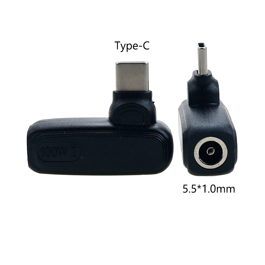 1 stk. 100w dc-strømstik hun- til usb type c-hanstikadapter universel bærbar computerstrømadapter pd-strømadapterstik: Rød