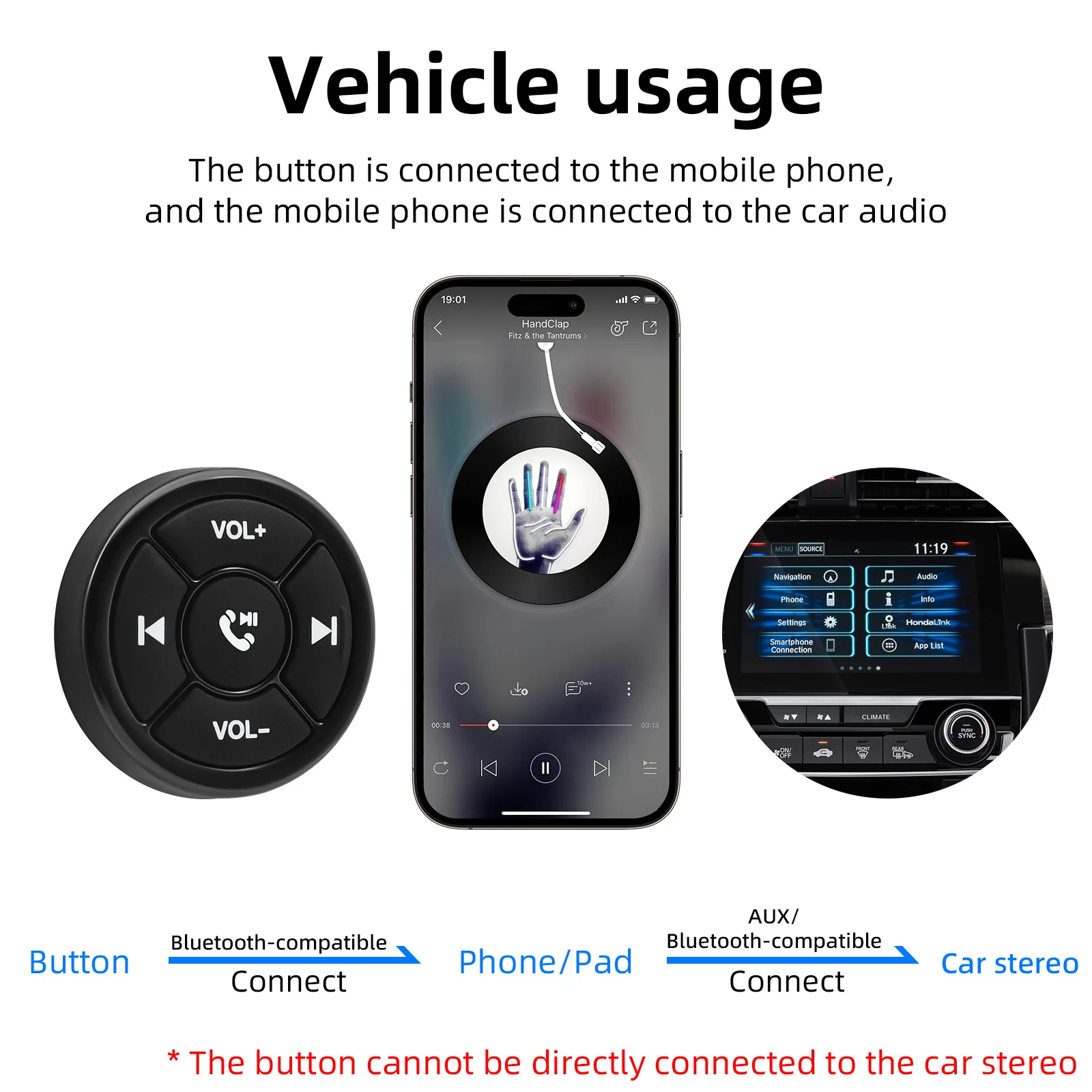 Draadloze Auto Afstandsbediening Mediaspeler Universele Auto Fiets Stuur Knop Voor Ios Android Telefoon Bluetooth-Compatibel