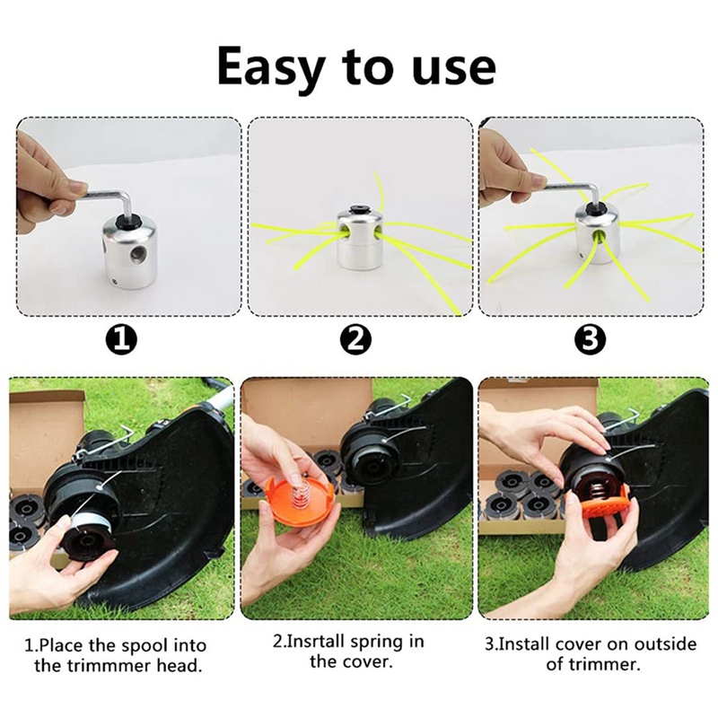 Retail Universal Aluminium Trimmer Head String Nylon Mowing Trimmer Head Spool Head Brushcutter With 2 Roll Strimmer Cord