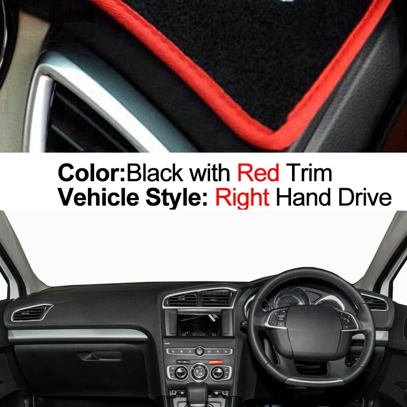 Auto Dashboard Cover Dash Mat Tapijt Cape Voor Citroen C4 MK2 - Lhd Rhd Zonnescherm Anti-Zon: RHD Red