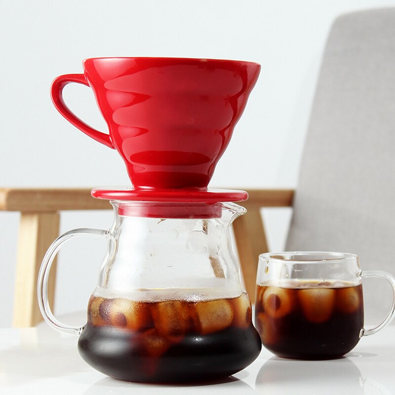 Keramische Koffie Druppelaar Motor V60 Stijl Koffie Drip Filter Cup Permanente Giet Over Koffiezetapparaat Brewer met Aparte Stand Cafe
