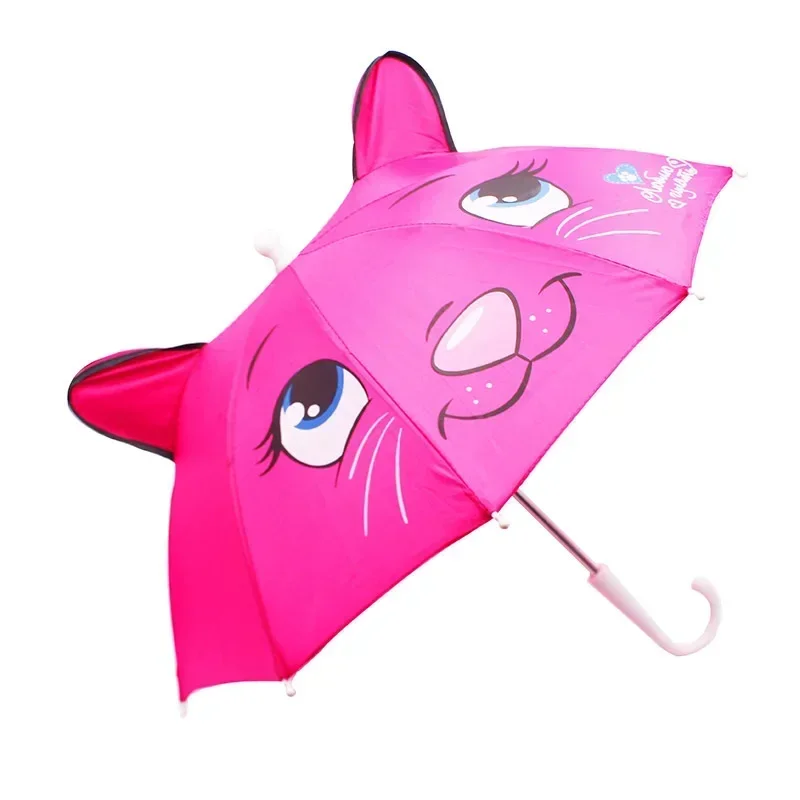 Paraguas de dibujos animados para niños de 1 a 3 años, paraguas de animación con mango largo, modelado de orejas 3D, paraguas para niños y niñas: Naranja