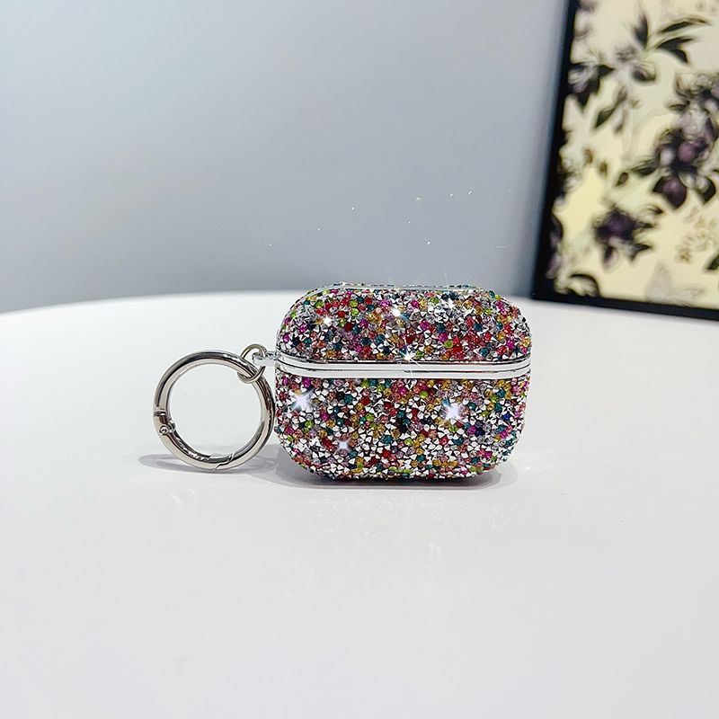 Funda para auriculares con purpurina de diamante de Color para Apple Airpods Pro 4 3 2 1 Bling Sparke funda para auriculares con llavero: l / CORAL