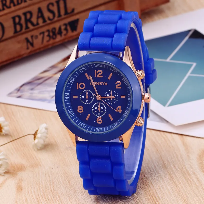 Brand Geneva Ladies Watch Student Silicone Strap Quartz Wristwatch for Women Clock Relogio Feminino: grey