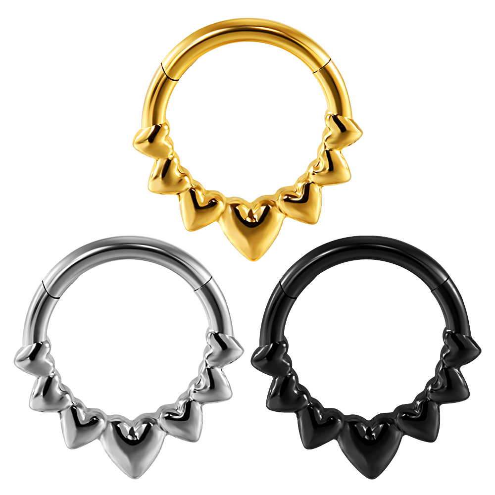 1/3 stk. sæt måne vanddråbe slange septum piercing clicker blomst næseringe 16g segment brusk daith hoop øreringe smykker: Hvid / Ren guldfarve
