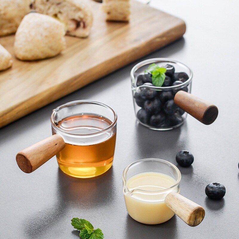 Japanese Style Taste Dish Heat resistant Multi-functional Coffee Mini Milk Cup Glass Sauce Dish Vinegar Plate Gravy With Handle