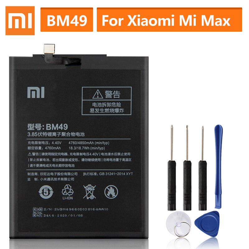 Original batería de reemplazo para Xiaomi Mi Max2 Mi Max 2 BM50 Mi Max BM49 Mi Max3 Max 3 BM51 batería genuina: BM49-Mi Max
