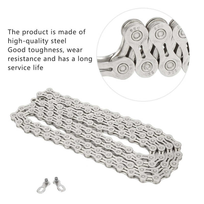 Bicycle Chain FX9 116 Links Bike Chain Mountain Bike High Strength Chain Bicycle 9 Speed Hollow Derailleur Chain Chain Clearners
