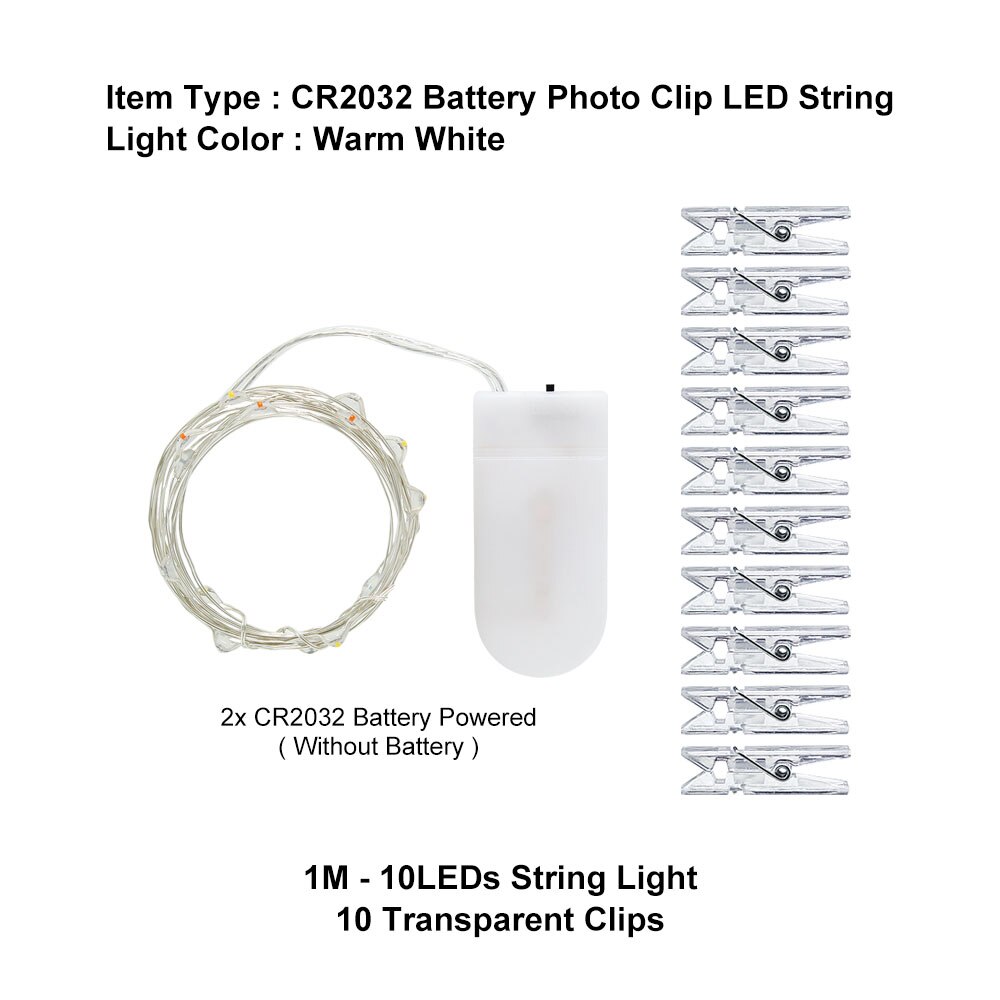 2m 5m 10m LED Garland Photo clip string lights powered by Battery USB fairy light Wedding Party lighting Home Decoration: 1M - 10 Clips
