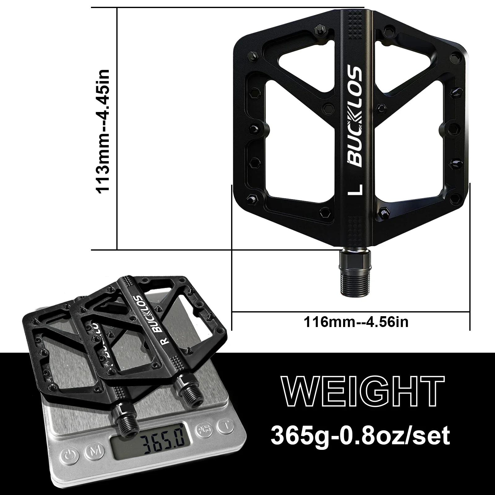 BUCKLOS Bike Pedal Nylon Durable Bicycle Flat Pedal Mtb Non-slip Mountain Bike Pedals Waterproof Road Bicycle Pedals Bike Parts: WHITE