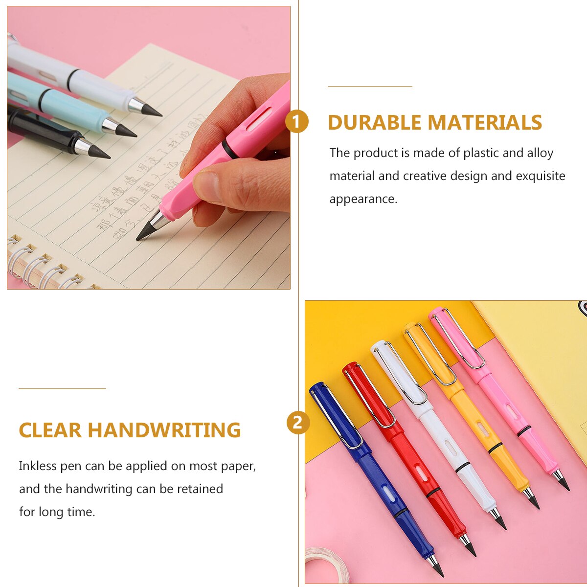 6 Pcs Inkless Pencils Excellent Useful Perpetual Pencil Reusable Pencil for Students Painting Writing