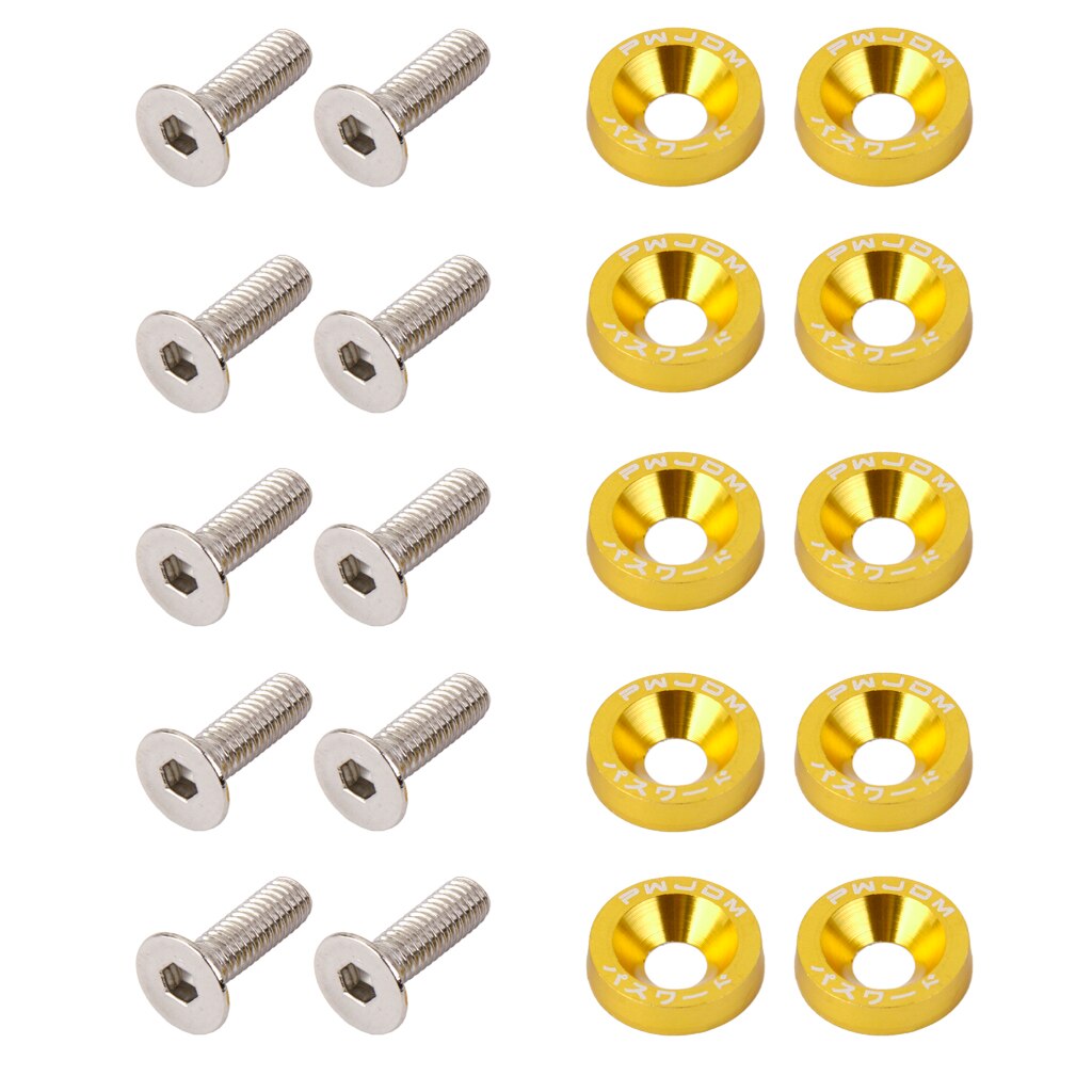 10x Universal Bumpers Fender Washers Kit M6 Bolt Schroef Motor Aluminium 8 Kleuren: Bruin