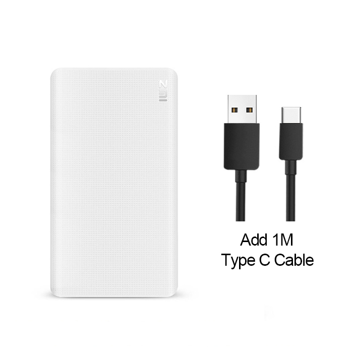 ZMI 5000 mAh Power Bank 5000mAh Powerbank external battery portable charging Two-way Quick Charge 2.0 for iPhone: Add Type C Cable