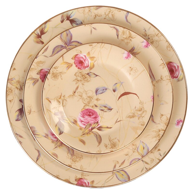 Wourmth European Dinner Western Plate Sets Luxury Phnom Penh Fruit Plate Restaurant Banquet Candies Disk Cake Plate Ceramic Mug: 6 8 10 inch plate