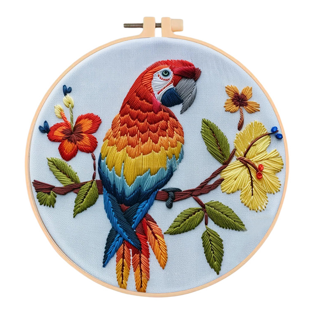 Kit de bordado para principiantes, Kit de agujas de punzón para bordado de flores y margaritas de vaca con hilo de Color de tela de aro, conjunto de artesanía hecha a mano colorida: Castaño