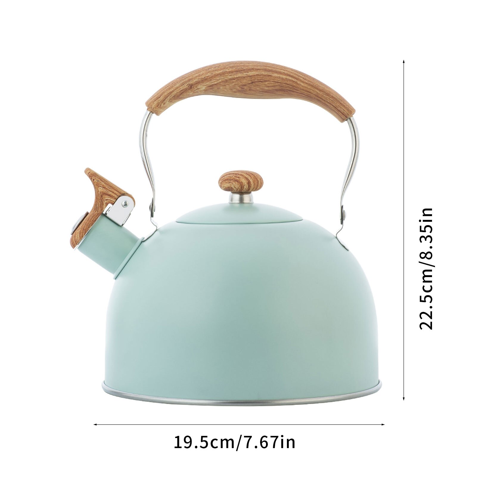 Bouilloire à thé en acier inoxydable, théière universelle en forme de citrouille noire, avec poignée résistante à la chaleur, pour toutes les cuisinières, 3,5 l: 2.5L Light Green
