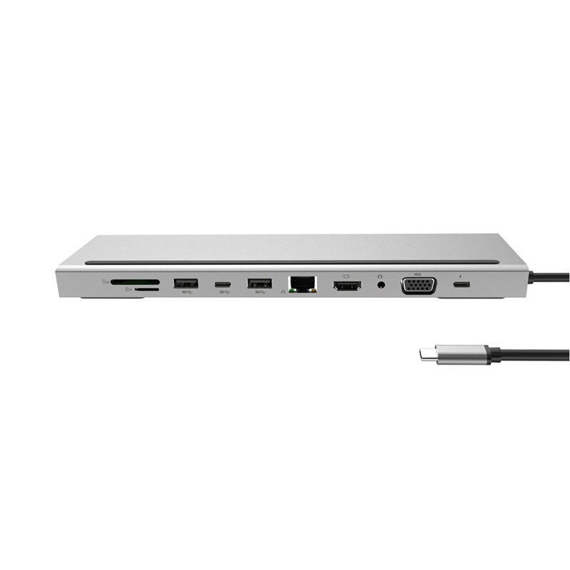 Répartiteur USB 11 en 1 Multi 11 Ports Type C HUB à 3.0 USB HDMI RJ45 USB HUB VGA pour