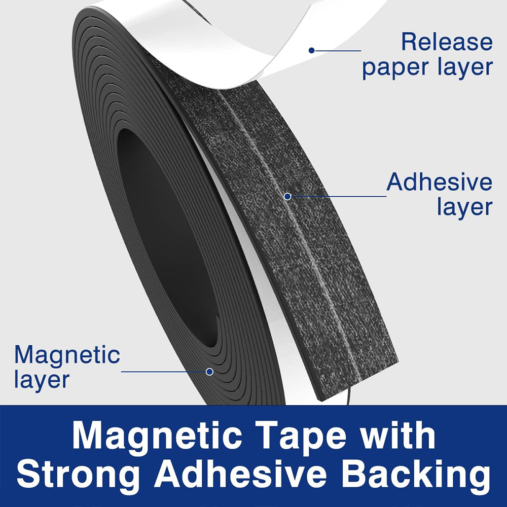 Flexible Magnet Strip Magnetic Rubber Tape Strong Self Adhesive Sticky Magnets Tapes for Fridge DIY Photo Poster Office Tools