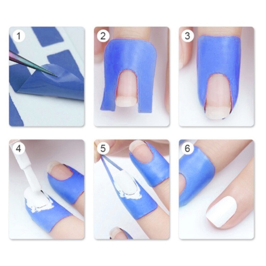 Strippen Tape Anti-Splash Bescherming Nagels Creatieve U-Vormige Vingerafdruk Stickers Vinger Huid Bescherming Nagellak Stickers