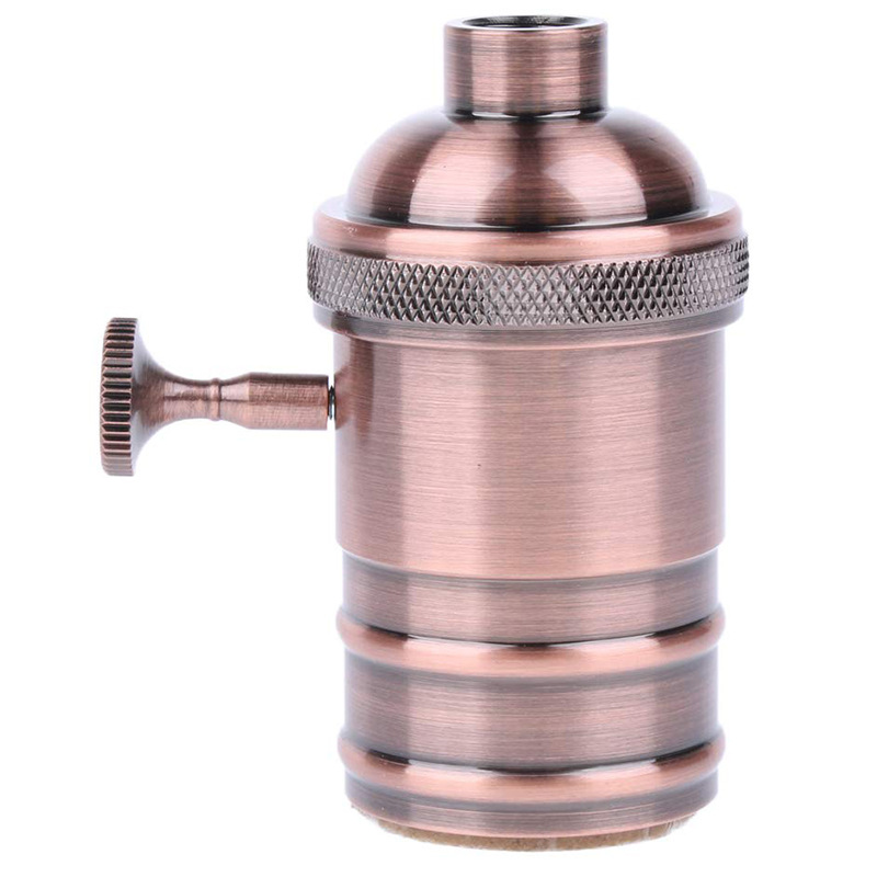 Portalámparas Retro de cobre DIY con interruptor E26 E27 Edison, casquillo de tornillo de iluminación Vintage, accesorio de portalámparas de latón antiguo: Azul