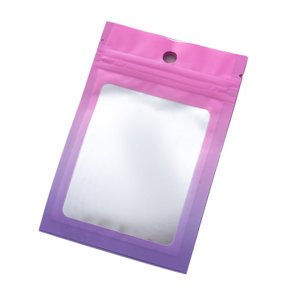 100Pcs Gradient Bags Resealable With Zipper Plastic Packaging Display Pouch Jewelry Storage Packaging Small Businesses Supplies