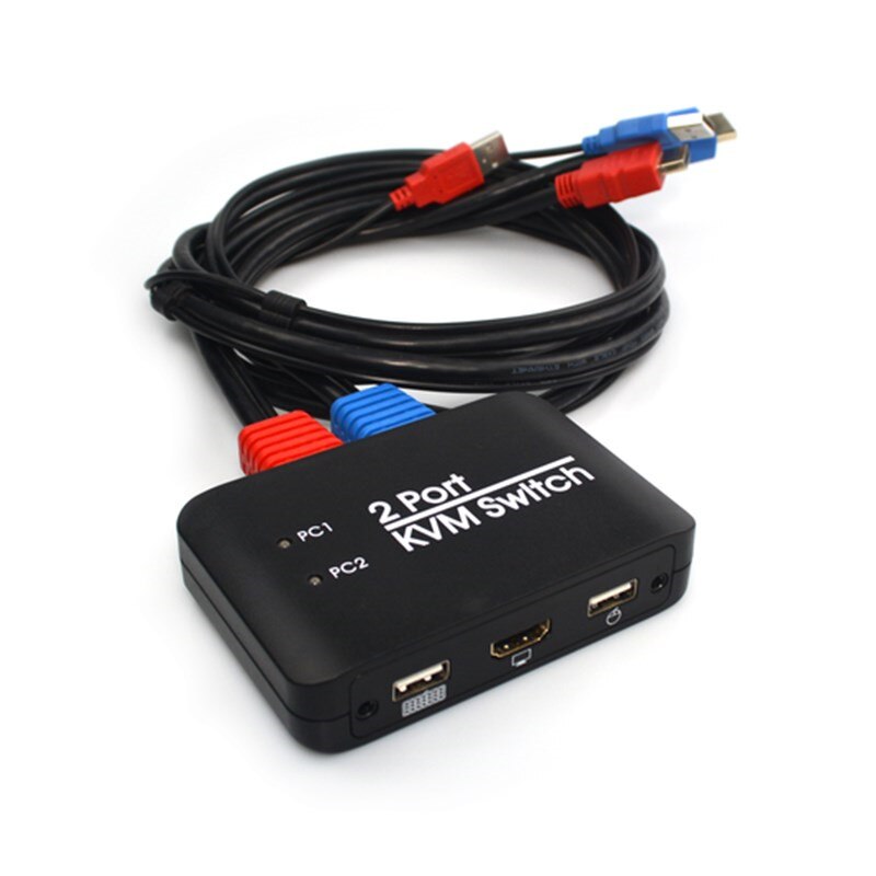 2 Port KVM Switch USB2.0 HDMI2.0 Support U Disk/Key-press Switch/LED Switch Channel/Mouse&amp;Keyboard Control Multiple PC Computer: without retail box