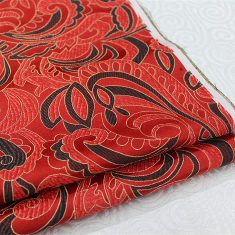 CF396 1Yard Red Brocade Jacquard Fabric Chinese Silk Brocade Fabric For Women Cheongsam Wedding Fabrics DIY Fabric For Sewing