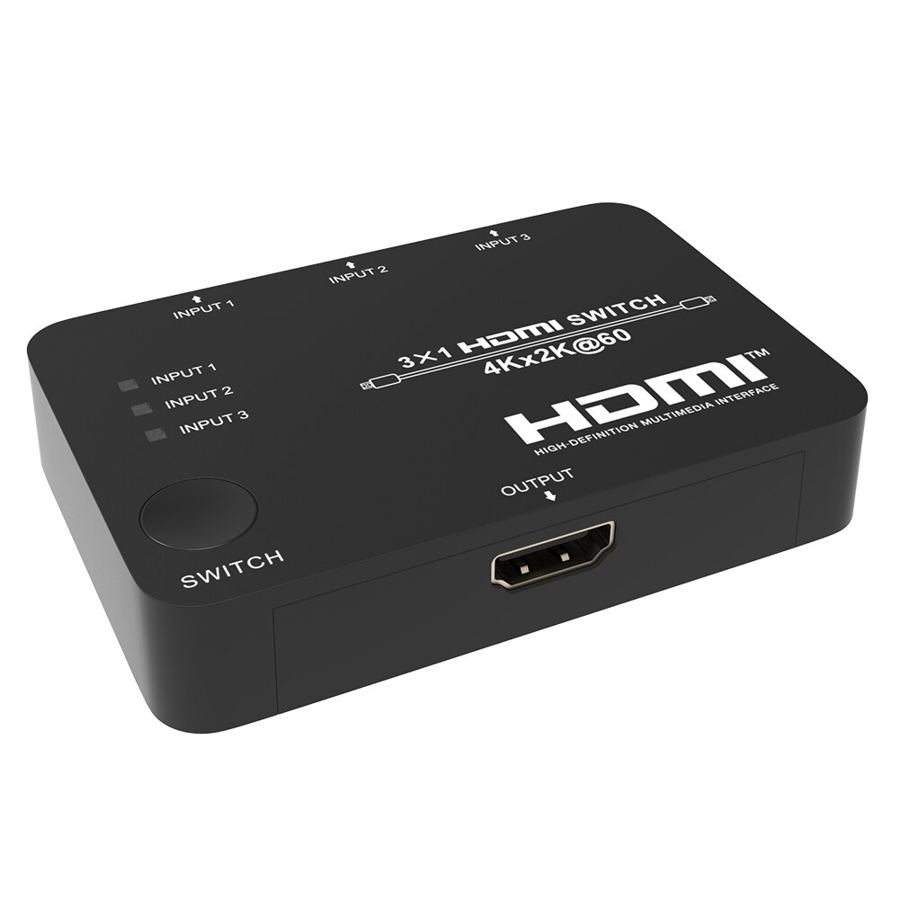 4K 2K 3x1 HDMI Switcher Splitter 3 in 1 out 1080P Video 3 Port Adapter Box HDMI Switcher Splitter Supports Ultra HD 4K 1080P