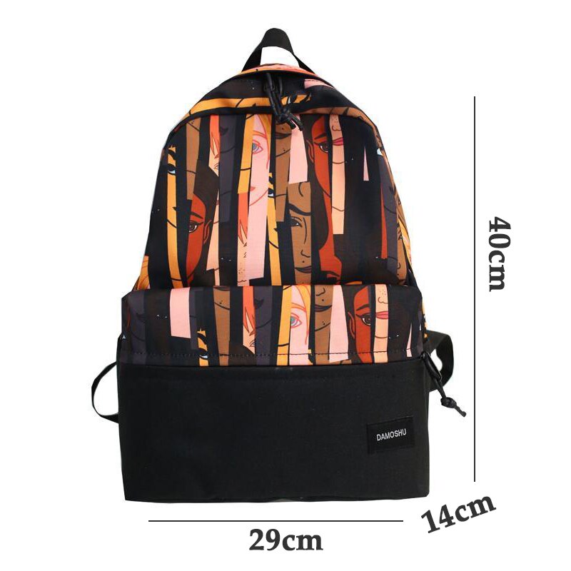 jugendlich Schule Taschen für Teenager Mädchen Rucksack Frauen Bookbags Leichte Oxford Schwarz Graffiti Patchwork Schüler schul Weiblichen