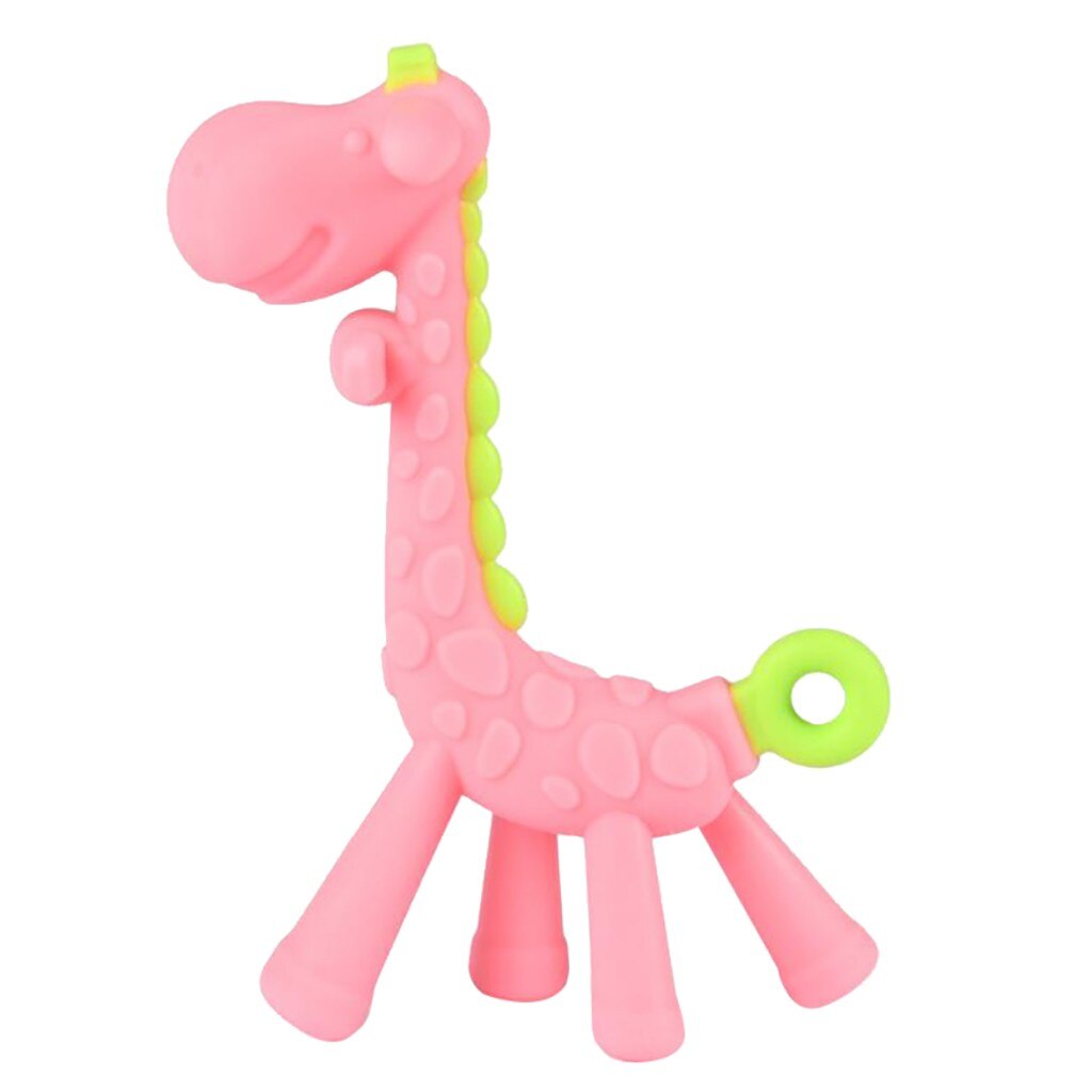 Silicone Bambino Molare bastone giocattolo del Silicone Per Bambini Giraffa Massaggiagengive Titolare di Dentizione Del Bambino Molare Giocattolo Bastone Детская молярная игрушка: Pink 