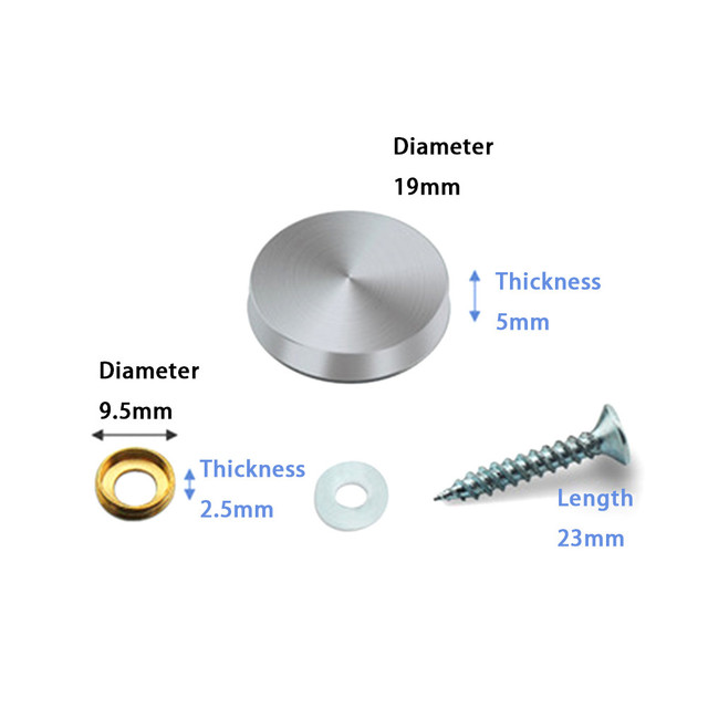 Tornillos decorativos de acero inoxidable para espejo de mesa, tapa de cristal para publicidad, sujetadores de uñas, sujetadores para muebles, 8 piezas: 19mm