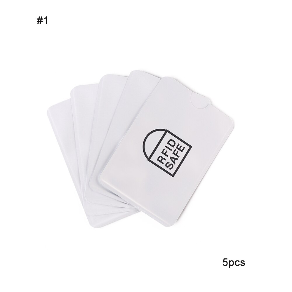 Lot de 5 protections de cartes bancaires anti-démagnétisation en aluminium, sac de protection rfid, brosse antivol nfc, porte-cartes d'identité, bureau: 1