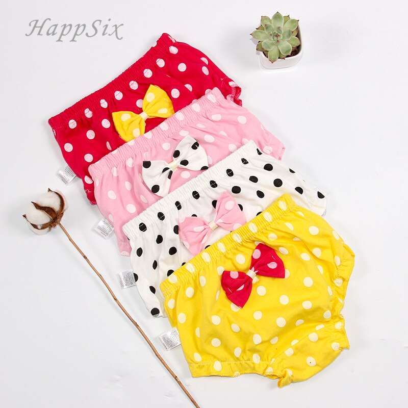 4Pieces/lot Baby Underwear Girls Cotton Cute Bowknot Dot Pink Girl Clothes Underpanties 0-2Years Todder Newborn Baby Underwear: 24M