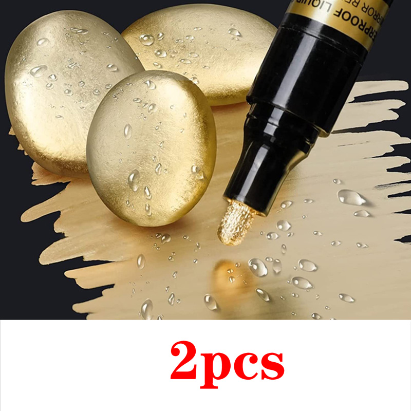 Rotulador de espejo cromado de 3/2/1 Uds., bolígrafo de pintura reflectante DIY de 2mm, marcador permanente de oro y plata para retocar, pintura de modelos, marcado: Borgoña