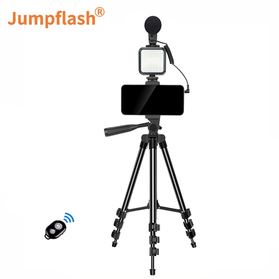 Jumpflash Vlog Schießen Kits Studio Fotografie Anzug Mit Mikrofon LED Füllen Licht einstellbar Stativ Für Smartphone Kamera