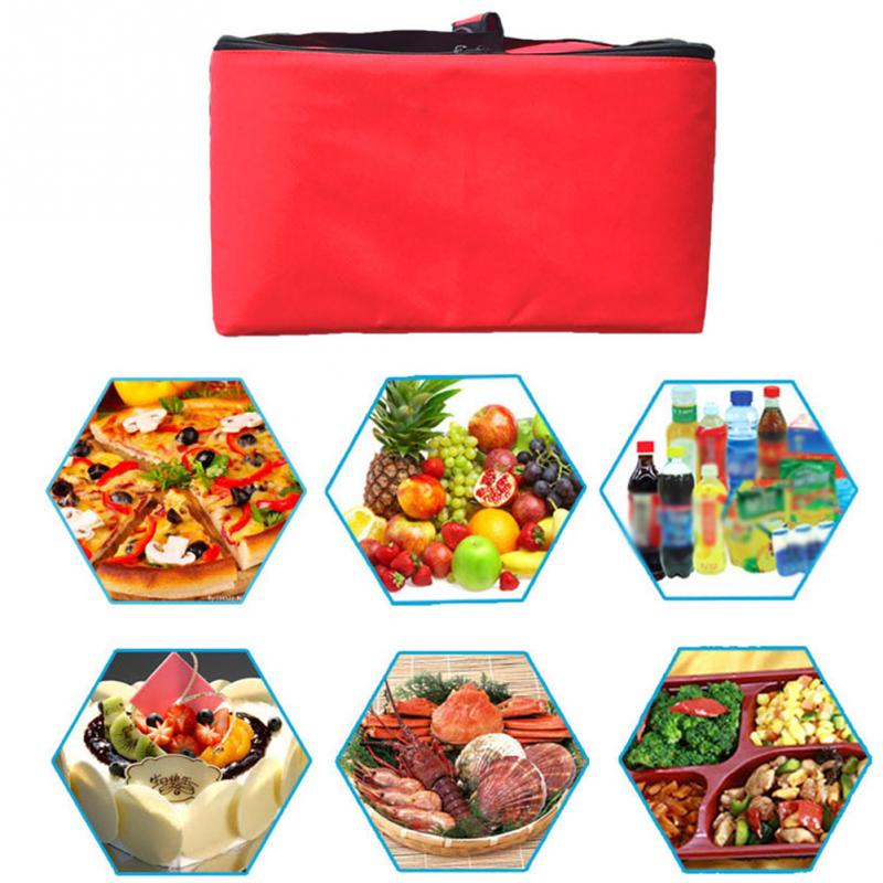 16 Inch Portable Red Strength Thermal Pizza Bag Holder Container Box Easy Use Oxford Cloth Fresh Food Insulated Storage