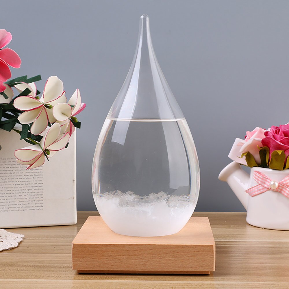 Transparente en forma de gota tormenta de cristal gota de agua tiempo tormenta pronóstico Predictor Monitor Barómetro en botella decoración para el hogar