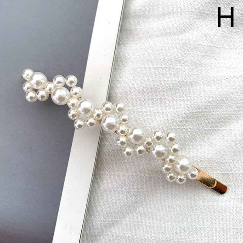 Full Pearl Hair Clips Pins For Women Girls Hairpins Barrette Korean Metal Hairgrip Hair Accessories: H