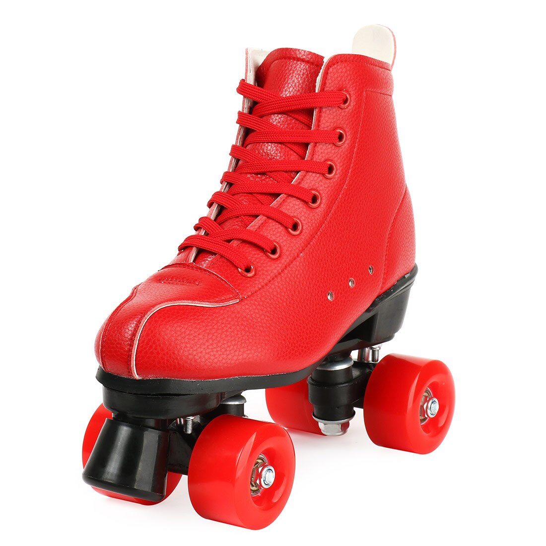 Artificial Leather Roller Skates Red Double Line Skates Women Men Two Line Skate Shoes Patines With PU Flash 4 Wheels Patins