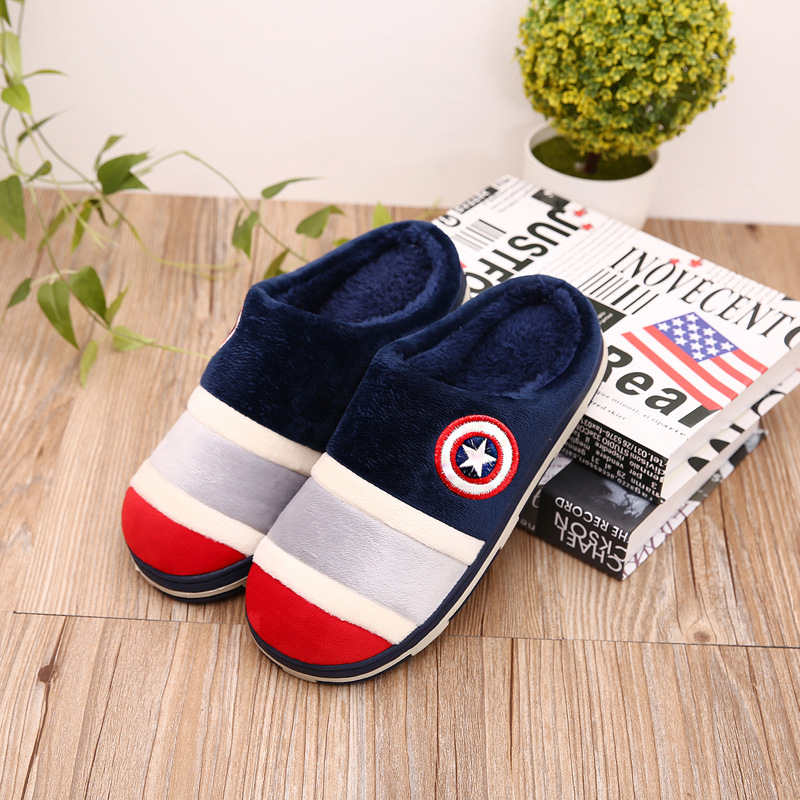 Messieurs pantoufles en peluche grande taille 39-44 homme intérieur pantoufles hiver chaussures adulte solide couleur mixte mâle slippersKS231: Navy blue / 9.5