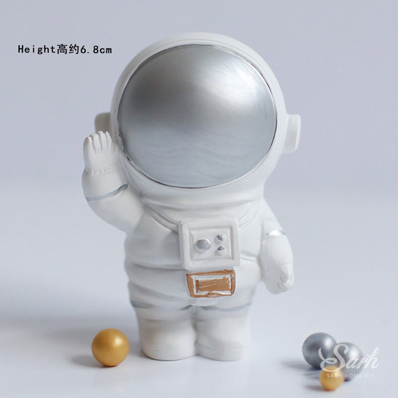 Moon Spaceship Astronaut Decorations Rocket Oh Baby Baking Happy Birthday Cake Topper Wedding Baby Shower Boy Girl Love: Waving astronaut B