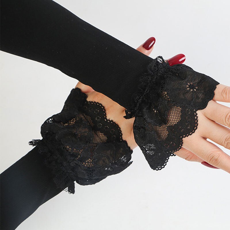 Gants longs d&#39;été en dentelle sans doigts, manches élastiques pour la conduite, mitaines longues sans doigts pour la Protection solaire