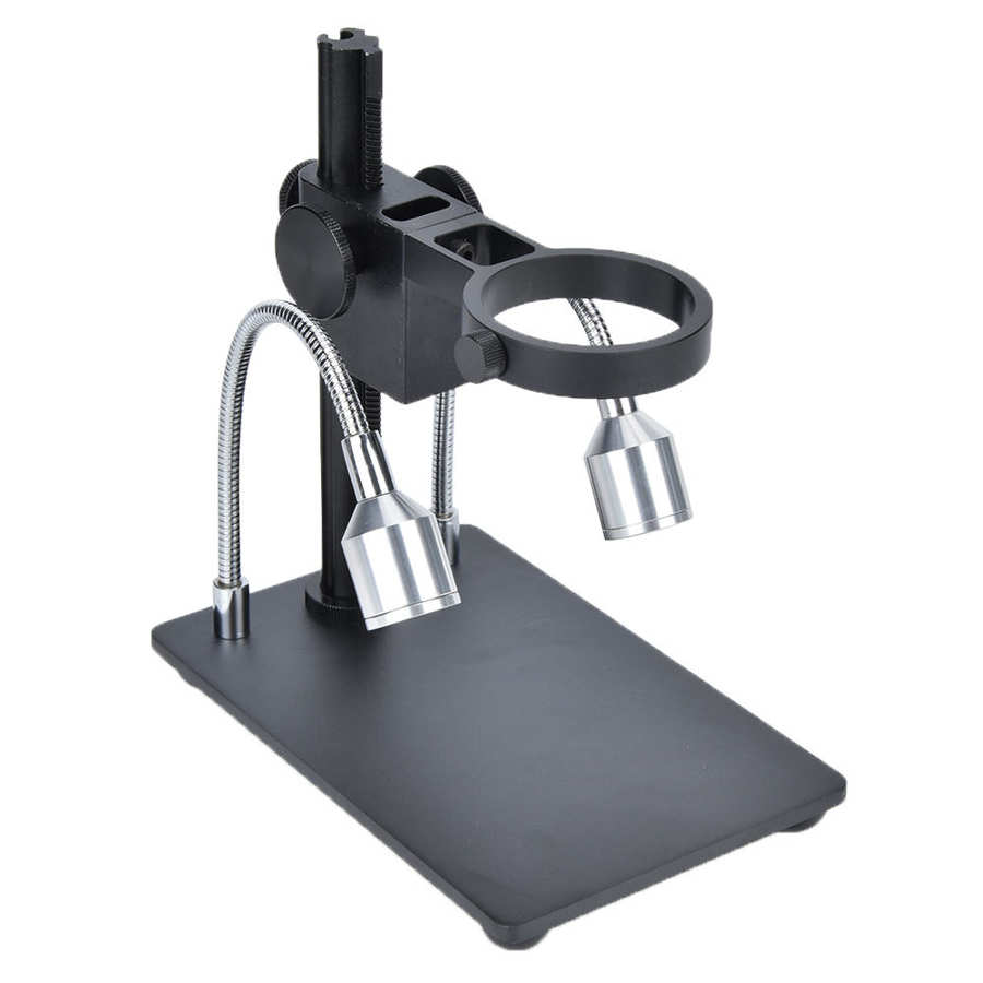 Aluminum Alloy Arm USB Microscope Camera Stand with LED Light H 220MM Dia 50mm