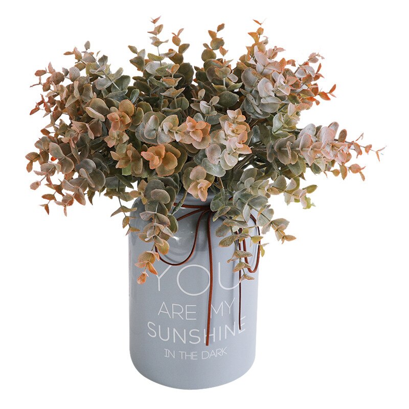 Kunstmatige bloem tak plastic faux floral stengel faux plant tak nep bloemen voor diy huis tuin bruiloft decoratie DUO ER (Kleur : Yellow