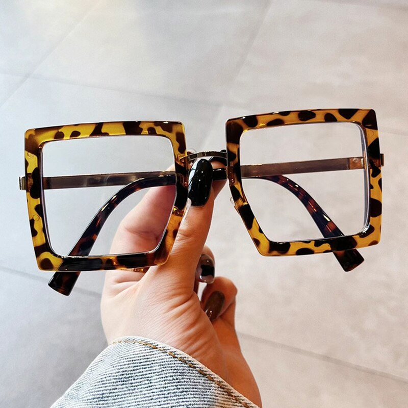 Lunettes carrées transparentes léopard pour femmes, monture de lunettes, classiques, Vintage, surdimensionnées, claires, à la ,