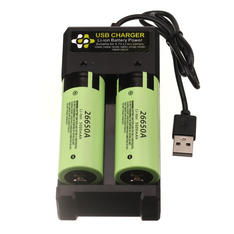 100% Original 26650A 3.7V 5000mAh lipo Battery and Charger for Flashlight power Bank Li-ion Rechargeable Batteries