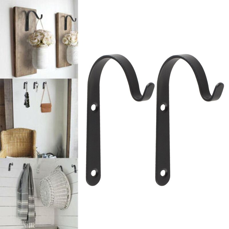 4pc metalen haken, j-haak, vintage wandhanger, schroefhaken voor hangende planten, beugel voor bloemenmand, lantaarn, doek, handdoek, jas, hoedenrek
